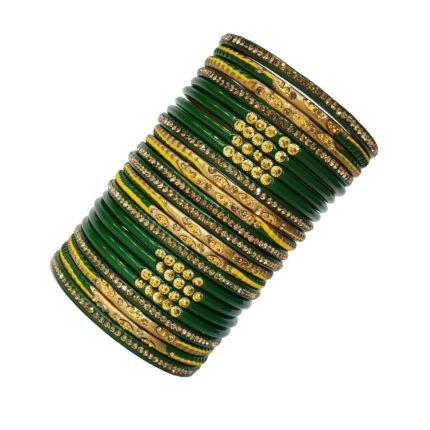 Muzaffarpur Famous Lahthi Set Green Bangles Tejab-Green pack of 24