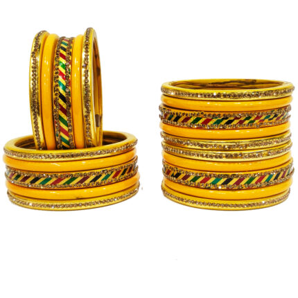 lac bangles set Jalwa-Yellow pack of 20