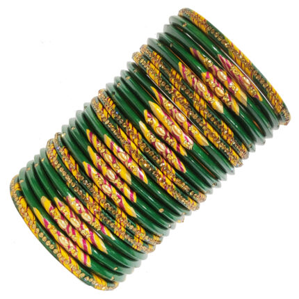 lac bangles set Jigar-Green pack of 24