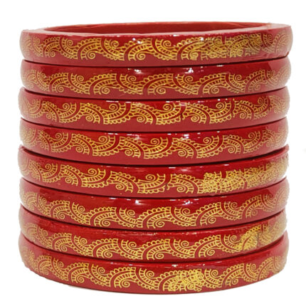 lac bangles set New SnowDrop- Red pack of 8