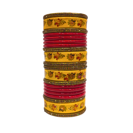 LAC / Lakh jaipuri bangles set for women RADHA-KRISHAN-RED pack of 24