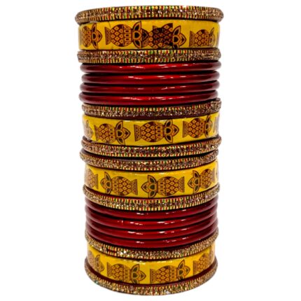 LAC / Lakh jaipuri bangles set for women PRINT-KALASH-MAROON pack of 24